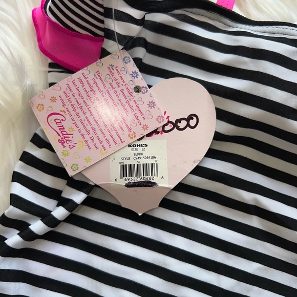 NWT Candie’s Girl swimsuit top only. Black/white/pink size 12 - Picture 4 of 5